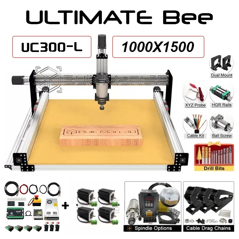 22%zľava Bulkman3d Striebro 1000x1500 Ultimate Bee CNC úplná súprava s UC300 Mach3 Riadiacim systémom CNC Wood Router Wood Working Stroj na drevo