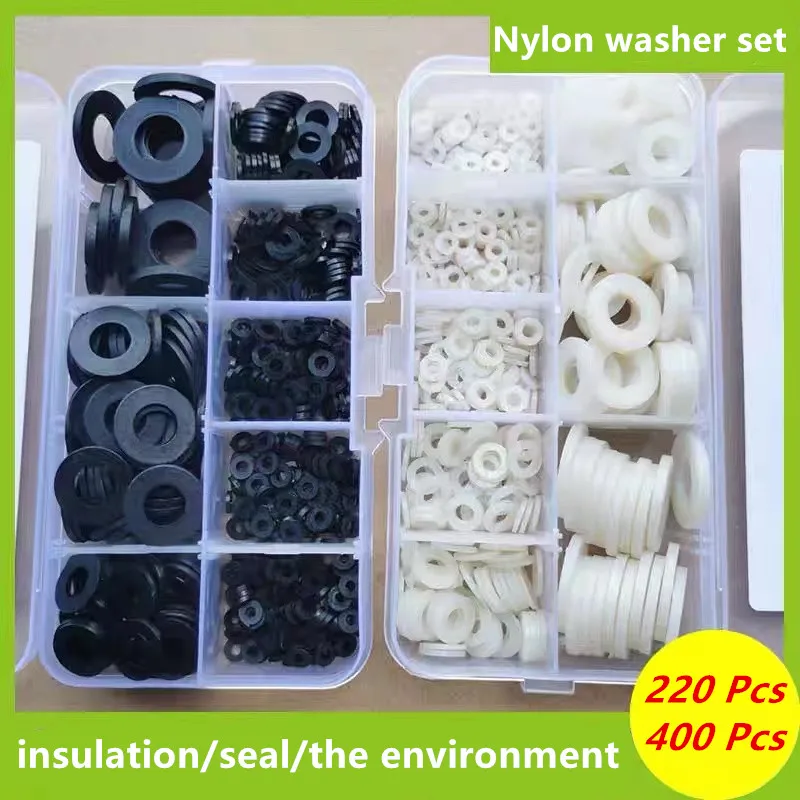 220/400ks M3 M4 M5 M6 M8 M10 M12 Plastové nylonové ploché umývacie lietadlo Spacer Insulaton Gaskte Podložka Nylon tesniaci krúžok