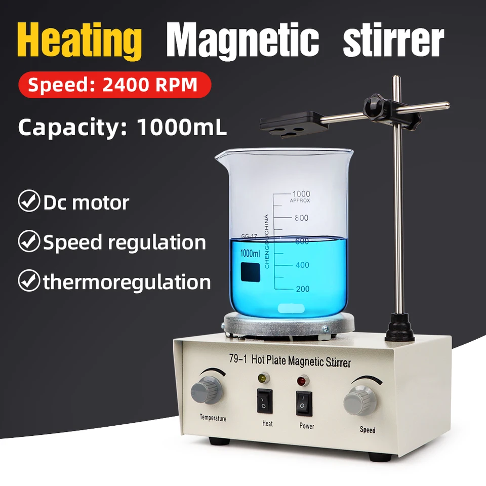 220 V zahrievanie magnetického miešania 79-1 LAB Magnetický mixér 1 000 ml horúcej dosky Magnetické miešanie Temp Speed ​​Speed ​​Dual Control Mixing stroj