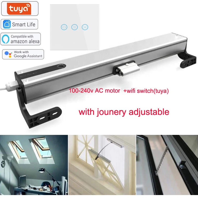 220V 100-400 mm reťazec nastaviteľné automatické okno Otvorené okenné okno Otvorené skleník Motor Alexa Google WiFi TUYA diaľkové ovládanie