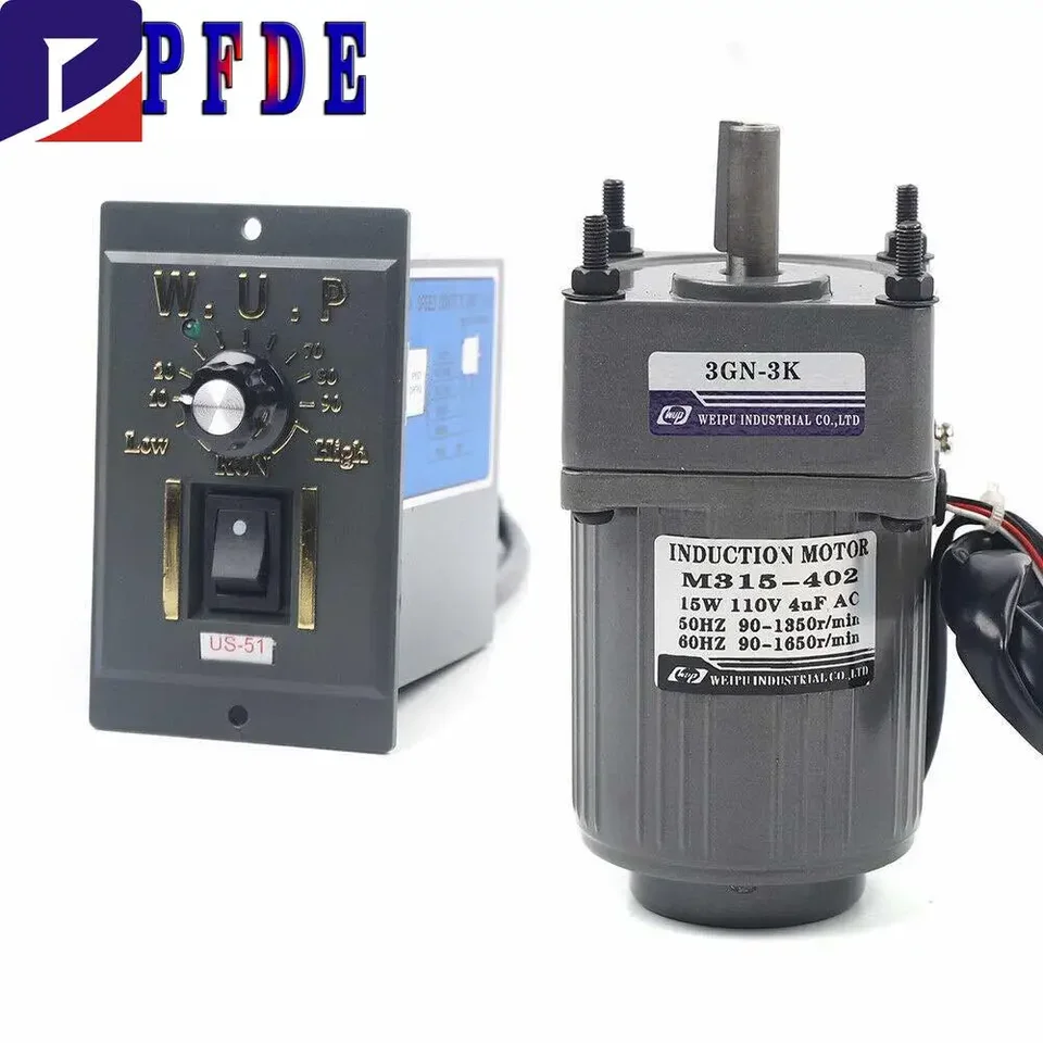 220V/110V 15 W AC Gear Motor CW/CCW Jednohafázový prevodový motor 0-450 ot./min.
