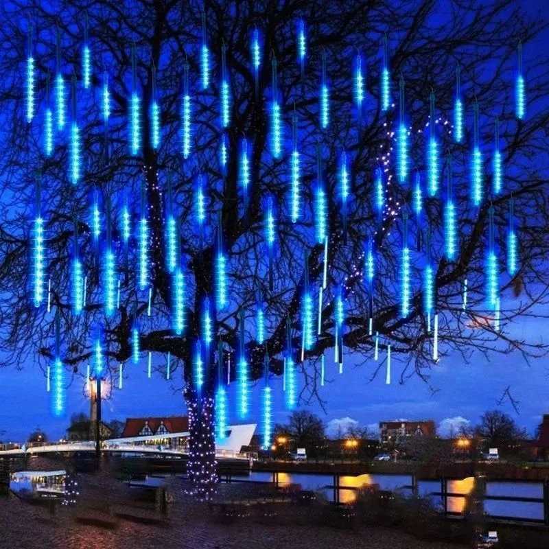 220V/110V Meteor Rain String Lights Svadobné vianočné sviatočné osvetlenie vonkajšie pouličné stromové dekorácia LED meteorové sprchovacie svetlá