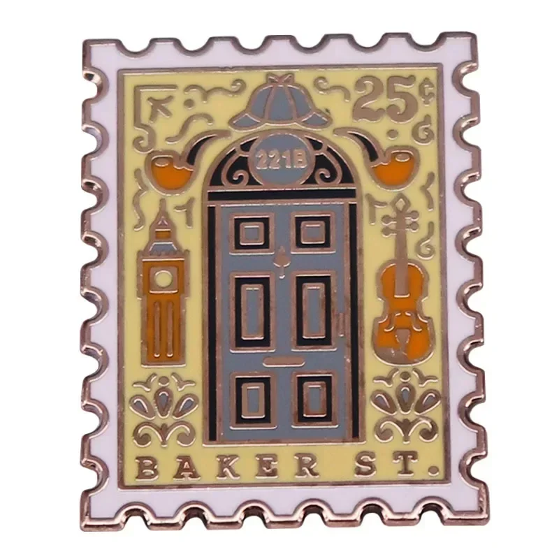 221b Baker Street Stamp Hard Enamel Pin Novinka filmu Inšpirácia kovový odznak Broš
