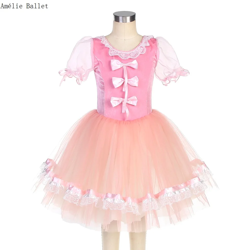 22516 Pink Puff Rucke Slevet Bodice Balet Tutu Romatic Balet Tutu pre dievčatá a ženské javiskové predstavenie Dance šaty
