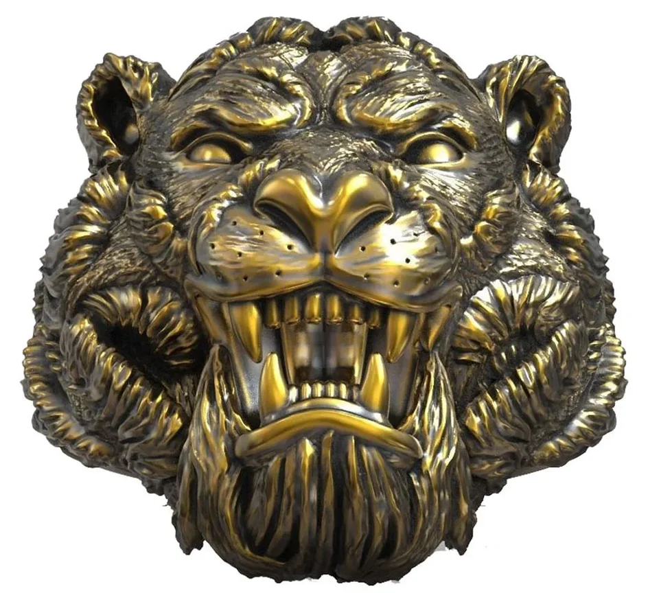 22G 3d Tiger Head Nature Animal Rings Prispôsobené 925 Solid Sterling Silver Rings Mnoho veľkostí 7-13