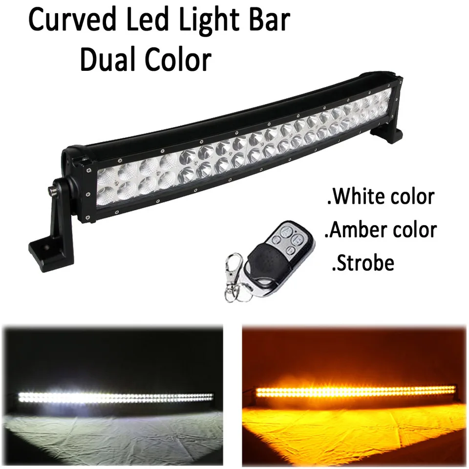 22inch 240W LED Curved Work Light Bar Color Zmeniť bielu /jantárovú, zelenú, modrú, červenú, stroboflashovú jazdu