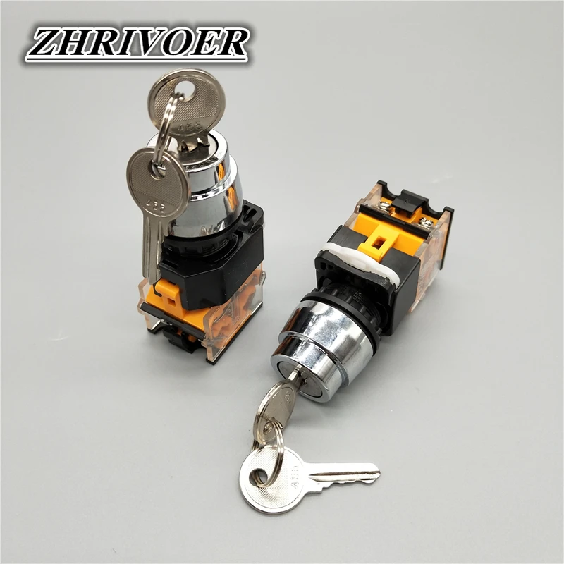 22mm LA38-11Y2/LA38-20Y3 2/3 Poloha s spínačom gombíka Key Self-Locking/Self-Reset Select Switch 10A/440V Rotačný prepínač