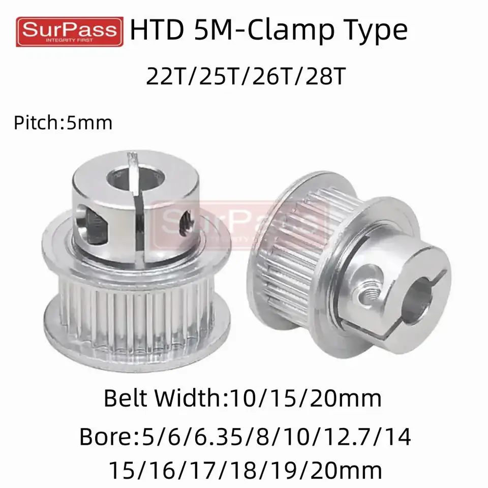 22t/25t/26t/28 Zubné HTD 5M BF Upínacie typy Synchrónne kolesá Noste 5-20 mm pre šírku pásu 10/15/20 mm 3D príslušenstvo tlačiarne