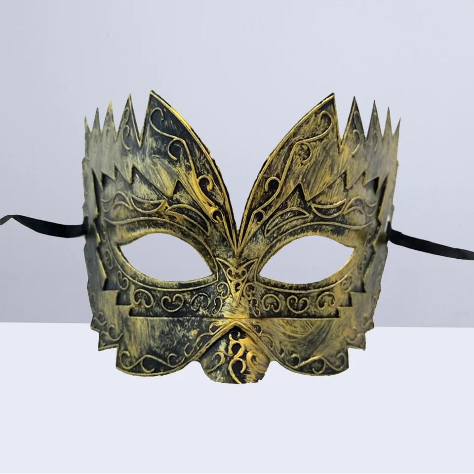 23 5x14 cm maska ​​cosplay s krátkymi vlasovými večierkami Masky zlatá polovica tváre