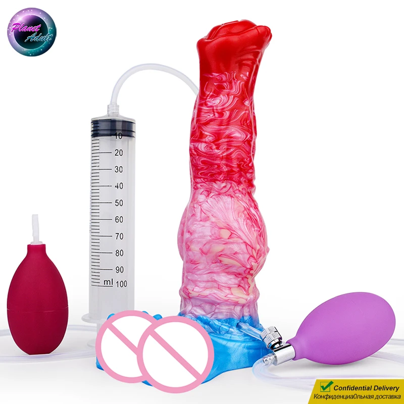 23,8*6,8 cm Silikónový koň dildo nafukovací penis Strievajte vodné čerpadlo Falošný vták