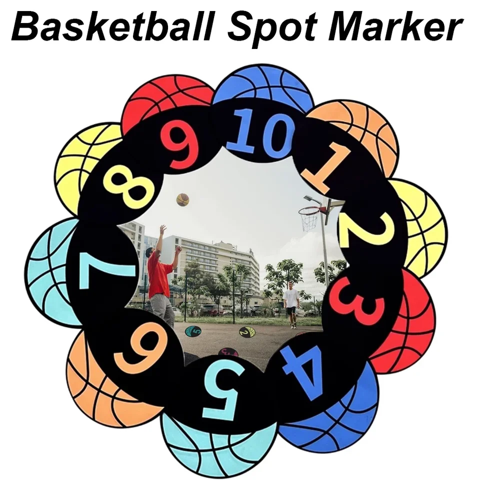 23 cm basketbalové škvrny na mieste farebné gumové okrúhle ploché číslo futbalové basketbalové športové výcvikové markery s bodkami proti šmyku