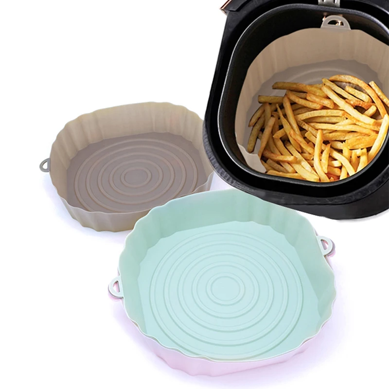 23 cm vzduchové fritézy Ruka na pečenie podnos smaženého kuracieho koša rohož vzduchu Fryer Silikón Pot -náhradné panvy