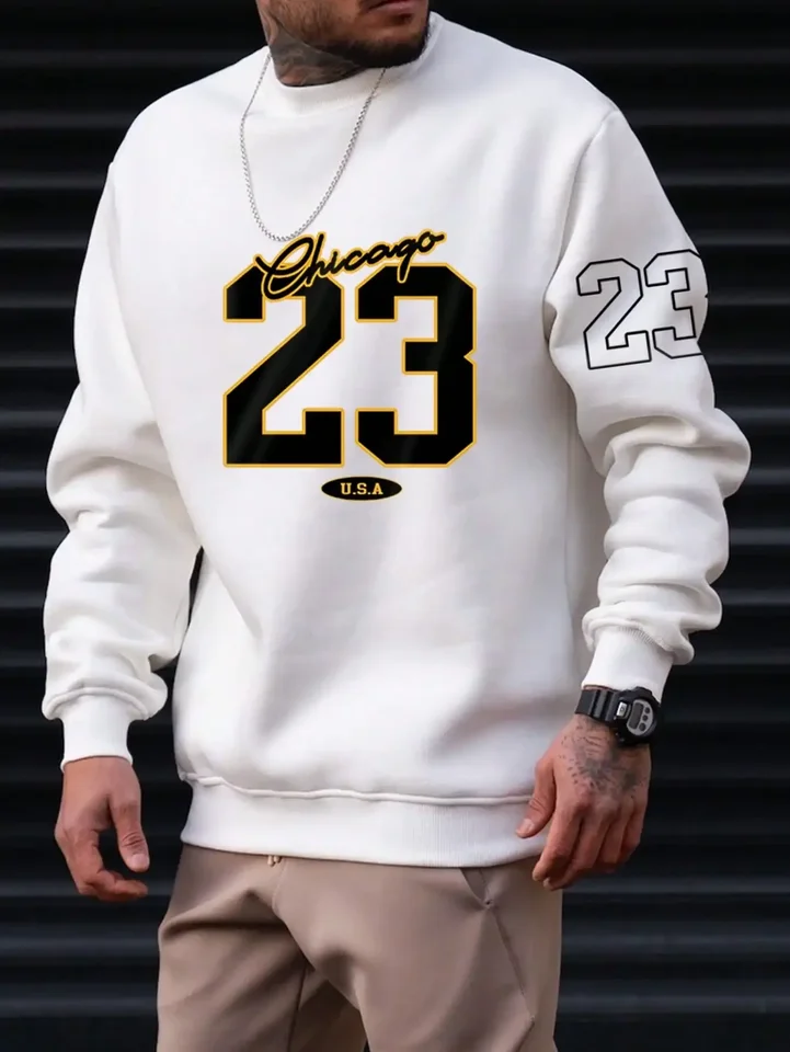 23 USA Art Letter Design Man Cloth Street Style Fleece Mikiny jesenné príležitostné mikiny módne posádky