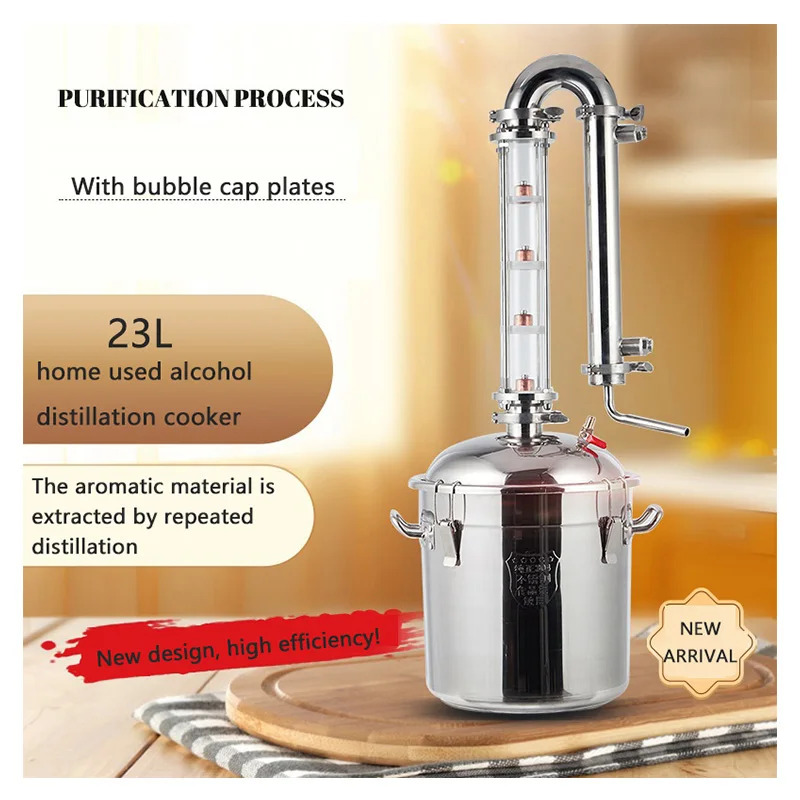 23l Domáce liehovina Alkohol Moonshine Electric Tublar Destilling Stĺp stroj na víno Fermentácia Používalo destilačné zariadenia