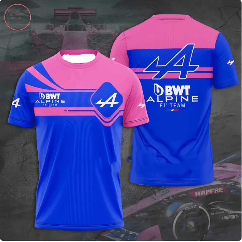 24/25 Najnovšia horúca F1 Formula Off Road Racing Team Kit BWT letný denný vrchol dospelých okrúhlych tričiek Loose Comfort Top