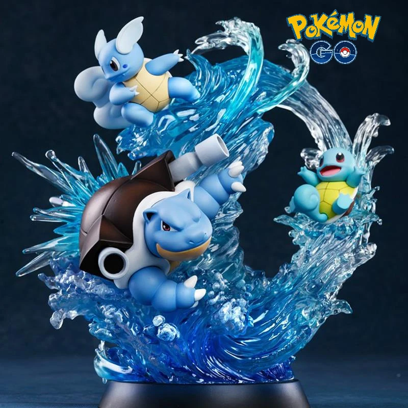 24 cm Pokémon Anime figúrka Blastoise Squirtle Battle Scene Luminous Model Desktop Collection Collection Birthday Darček hračky deti