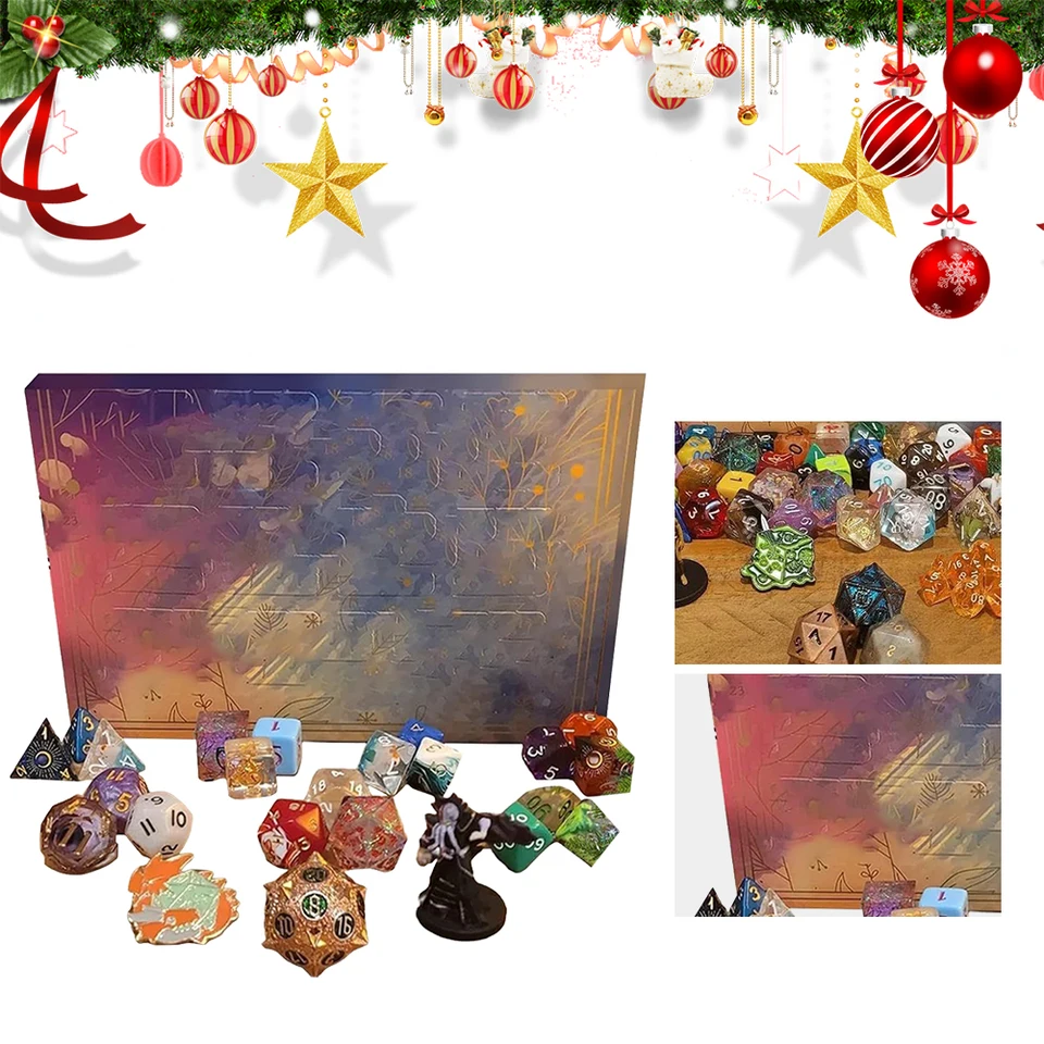 24 dní vianočného adventného kalendára DICE Advent Calendar 2023 pre D&D Dungeons Dragons Pathfinder RPG DND Darčeky pre vianočný darček