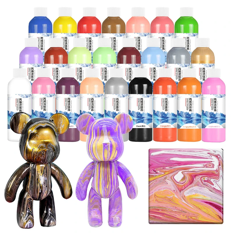 24 Farba 100 ml fľašková tekutina Akrylová pigment Bright Light Rýchle vysychajúci študent Kreatívna maľba Násilný medveď DIY povlaky