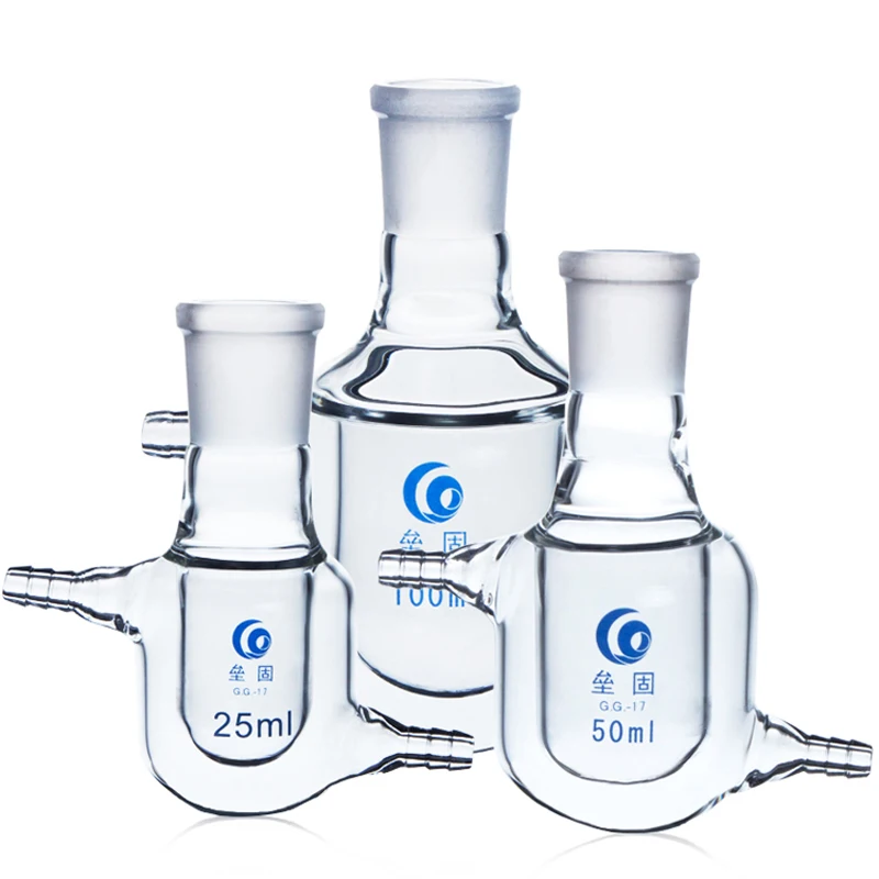 24# krk sklenený plášťový kadičkový reaktorový reaktor Tank Round Dot Dno Reakcia Flask Beaker dvojvrstvová doplňovacia fľaša