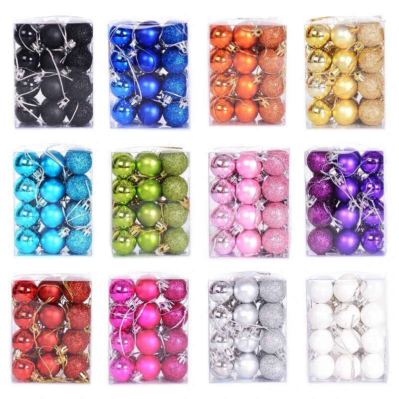 24 ks/set 12 farieb Vianoce Bauble Ornament Ball Party Domáca záhrada Dekorácia na vianočný stromček Pendant Ball Ball