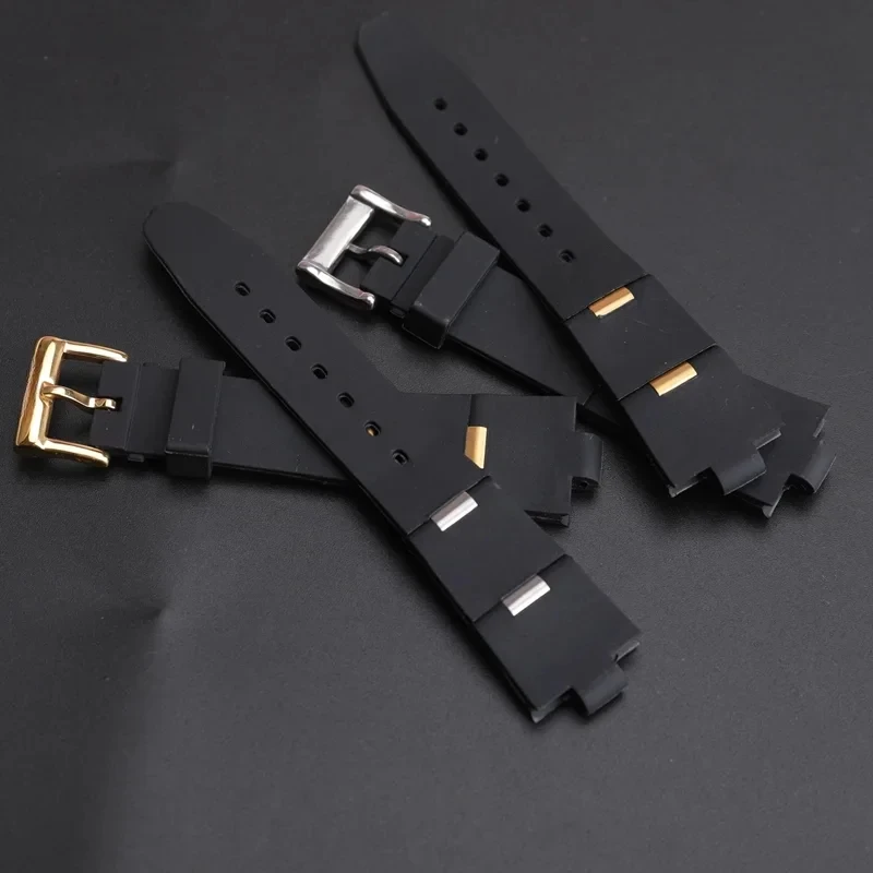 24 mm/22 mm Silikónový popruh pánske hodinky Gumový náramok z nehrdzavejúcej ocele Pin spona Sport Sport Výmena hodiniek hodinky diely