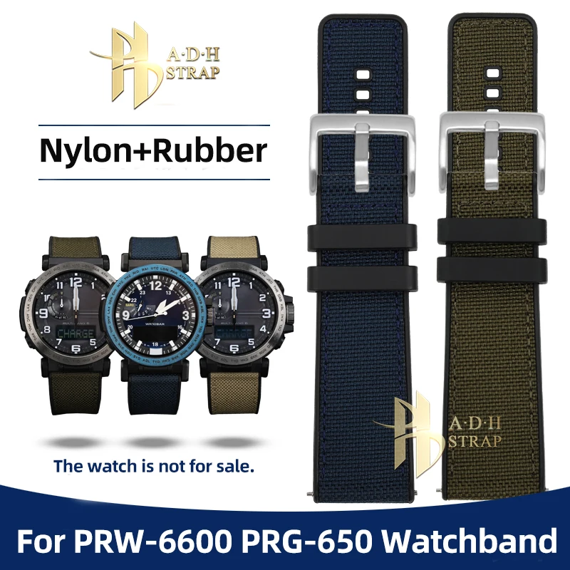 24 mm nylon gumové hodinky pre mužov pre sériu Casio Procrek Series PRG-600/650Y/PRW-6600 Vonkajšie horolezecké hodinky Popruh vodotesný