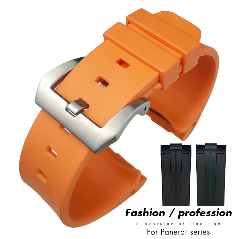 24 mm zakrivené gumové gumové silikónové hodinky pre panerai remienok PAM441 111 312 359 438 320 MEN MEN Športové náramky Apresory