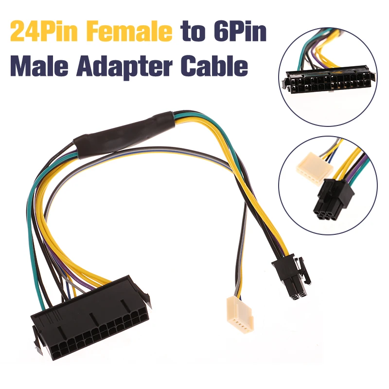24 -ročná samica až 6pin mužský napájací adaptér napájací kábel pre konektor HP 8100 8200 8300 ATX