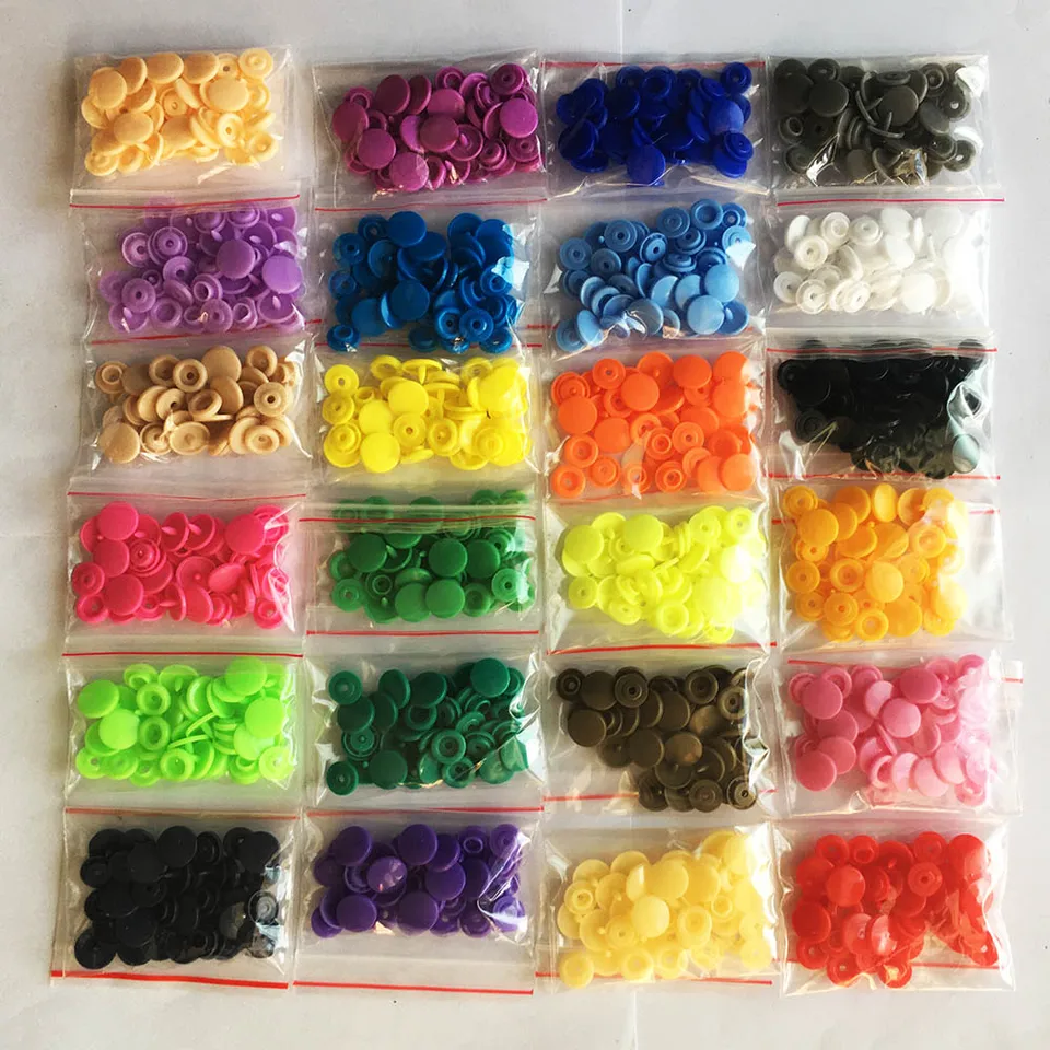 240 Set Kam T5 12 mm plastové bloňové gombíky Mix 24Colors Fronidings živicové tlačidlá odevné doplnky pre detské oblečenie
