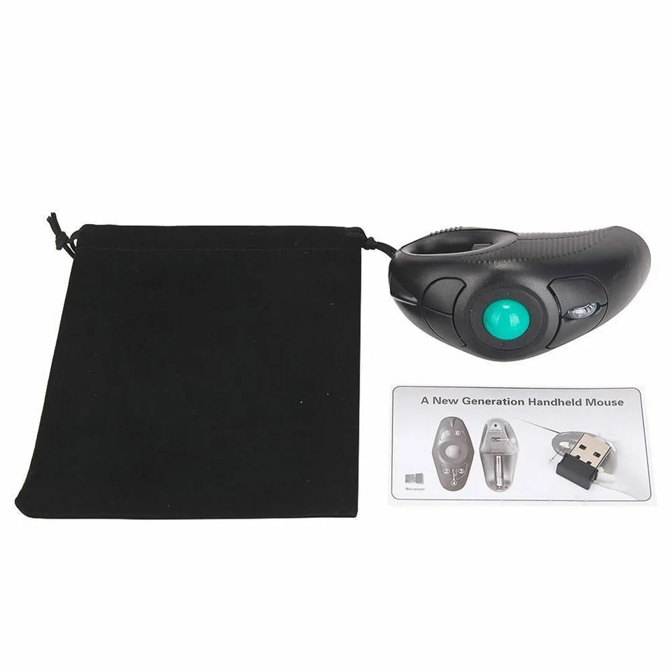 24G Wireless Air Mouse Handheld Trackball Mouse USB port Palcom ovládané ručnou trackballou myš (čierna)