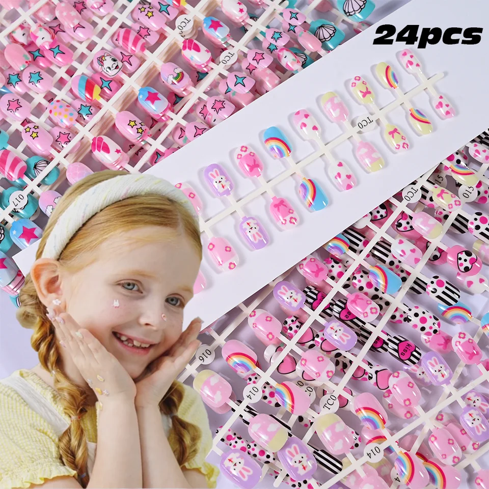 24k/pás macaron farebná dúha Kids Press na nechty Unicorn Rabbit Star Full Cry