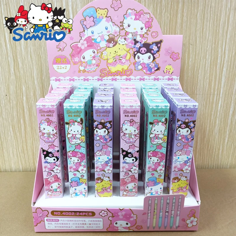 24ks/box Sanrio Kuromi Series Blind Box Neutral Pen Creative Ball Pen Študenti Študenti Pen School Supplies Wholesale Wholesale