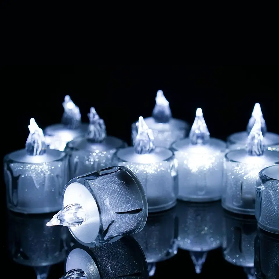 24ks/set bez planážnej LED sviečky kreatívne želanie LED čaj LED TEA SVETLÉHO WHETE BIELA ​​Sviečka HALLOWEEN HALLOWEEN VHODNÁ Sviečka Svieti