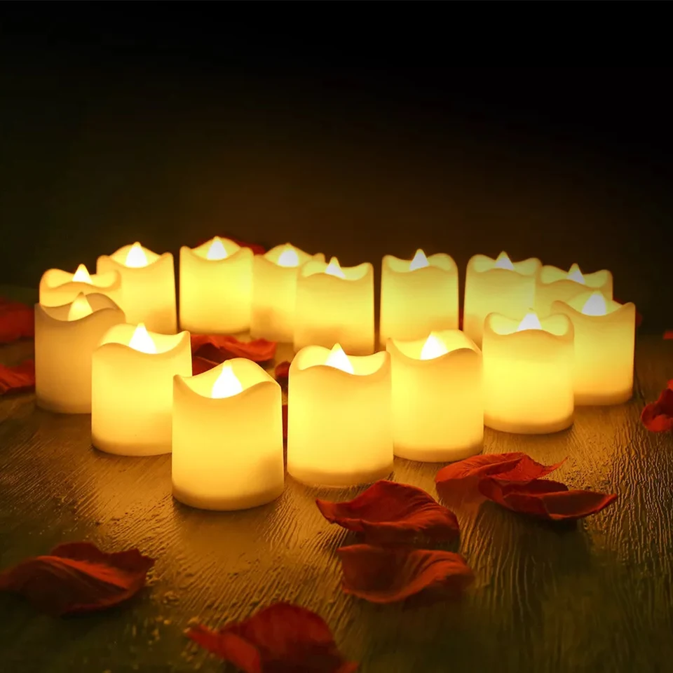 24ks/set bez planážnej sviečky LED, ramadán Kreatívne LED čajové svetlo, na dekoráciu vianočného dňa Halloween vianočné Valentína