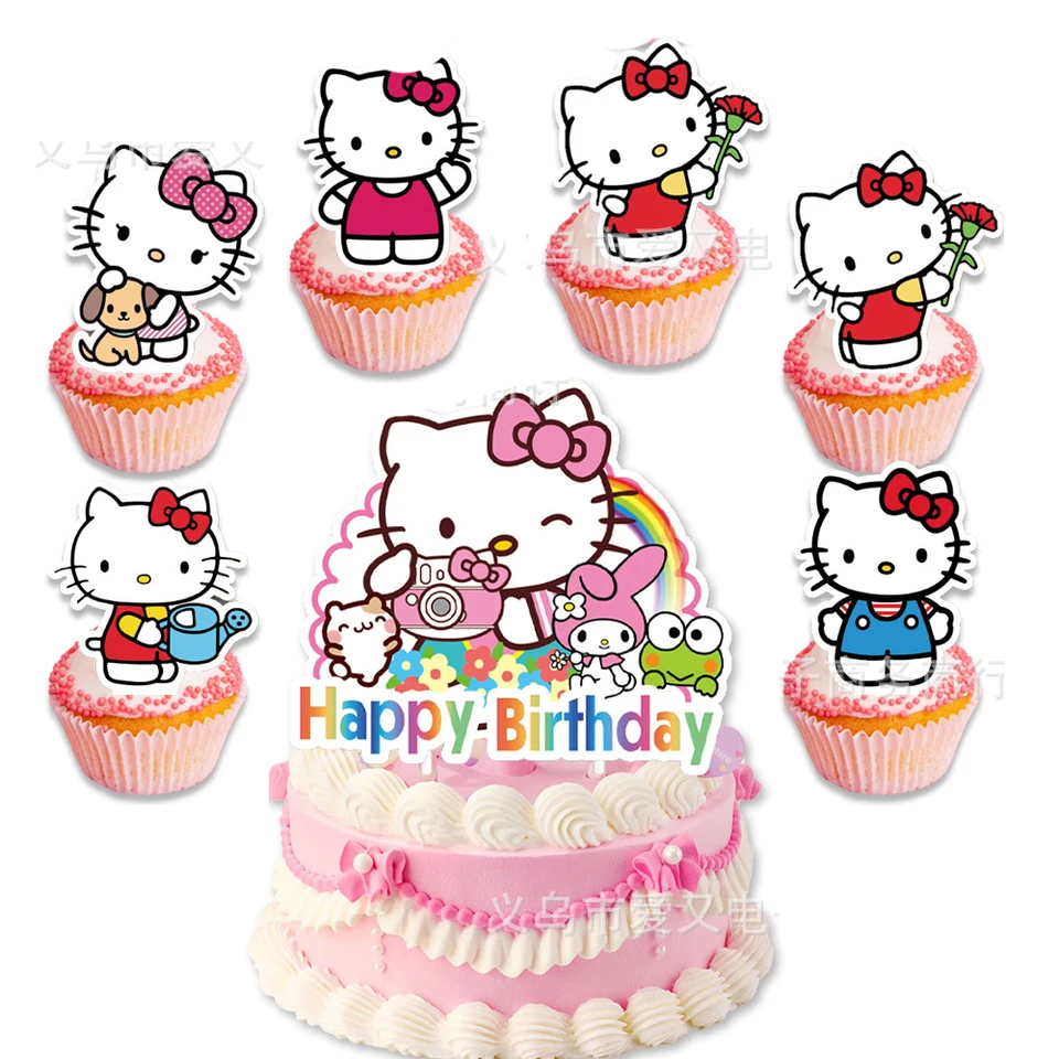 24ks/veľa detských dievčat láskavosť bábätká Hello Kitty Téma tortu tortu Šťastné narodeniny Udalosti Party dekorácie Cupcake Picks