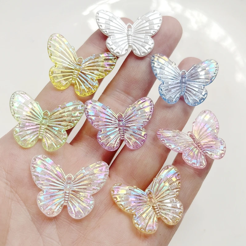 24ks30x22mm farebné AB Charm Butterfly Akrylové korálky voľné rozstupové korálky šperky výrobné náušnice pre domácich majstrov prívesok