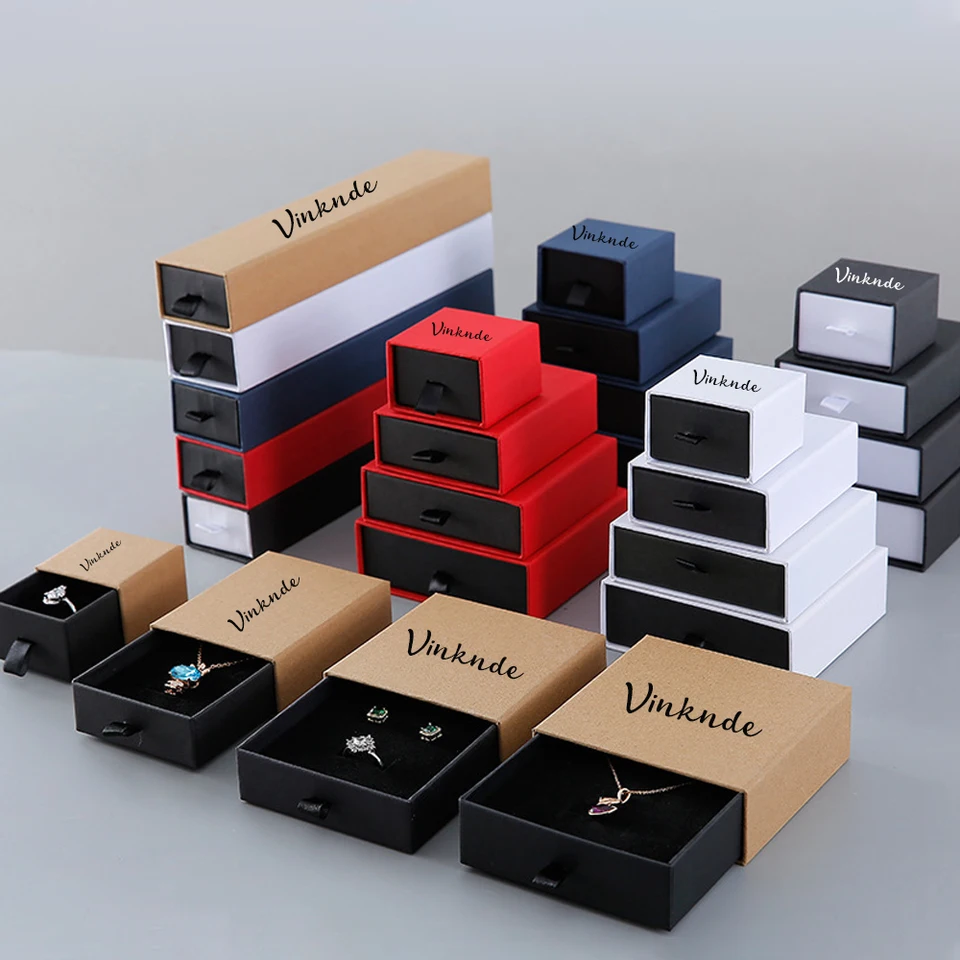 24pack hromadné vlastné logo Zásuvka na papierové šperky pre šperky pre náramky náušnice náhrdelník Ring Cestovné doplnky Balenie prachových škatúľ