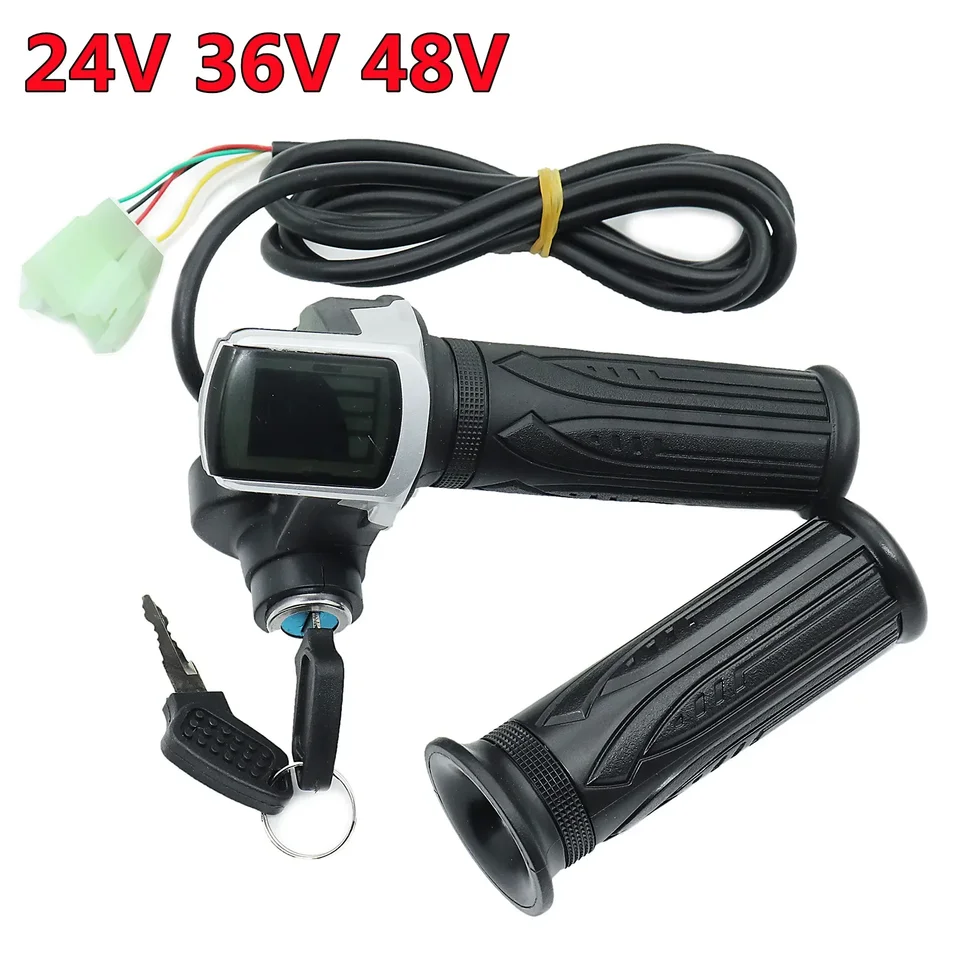 24V 36V 48V 1Pair Electric Secootter Bike Bike Rýchlosť Rukoväte rýchlosti s kľúčovým zámkom Displej Disives LCD Grip