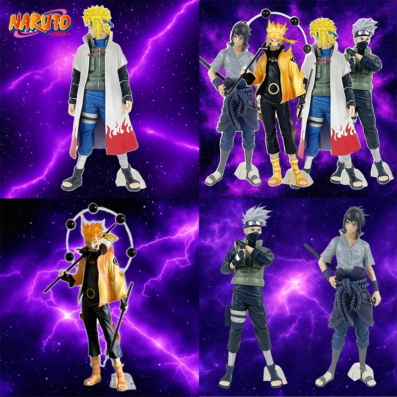 25-27 cm Bandai Anime figures Naruto akčná figúrka shippuden uchiha sasuke hatake kakashi namikaze Minato Model figurín detské hračky