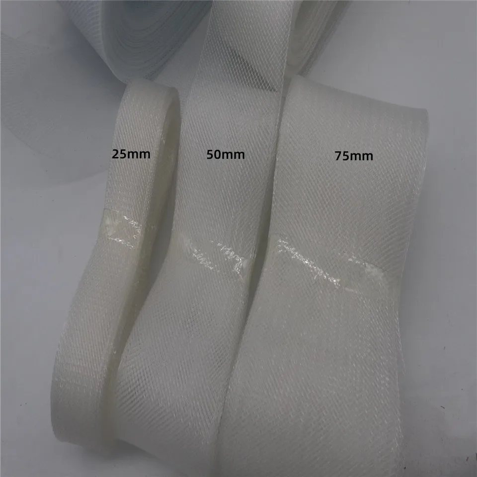 25/50/75 mm tvrdý polyester plochý rovný tuhý tuhý crins Horsehair Braid Tkanina pre tanečné formálne svadobné šaty DIY šijacie potreby