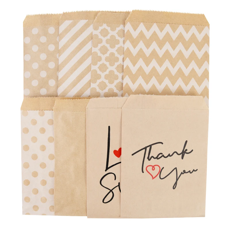25/50ks 13x18cm Ďakujem Kraft Paper Candy Bags Svadobné výhody s bisitom balenie v taškovej taške na darček k narodeninám Darček