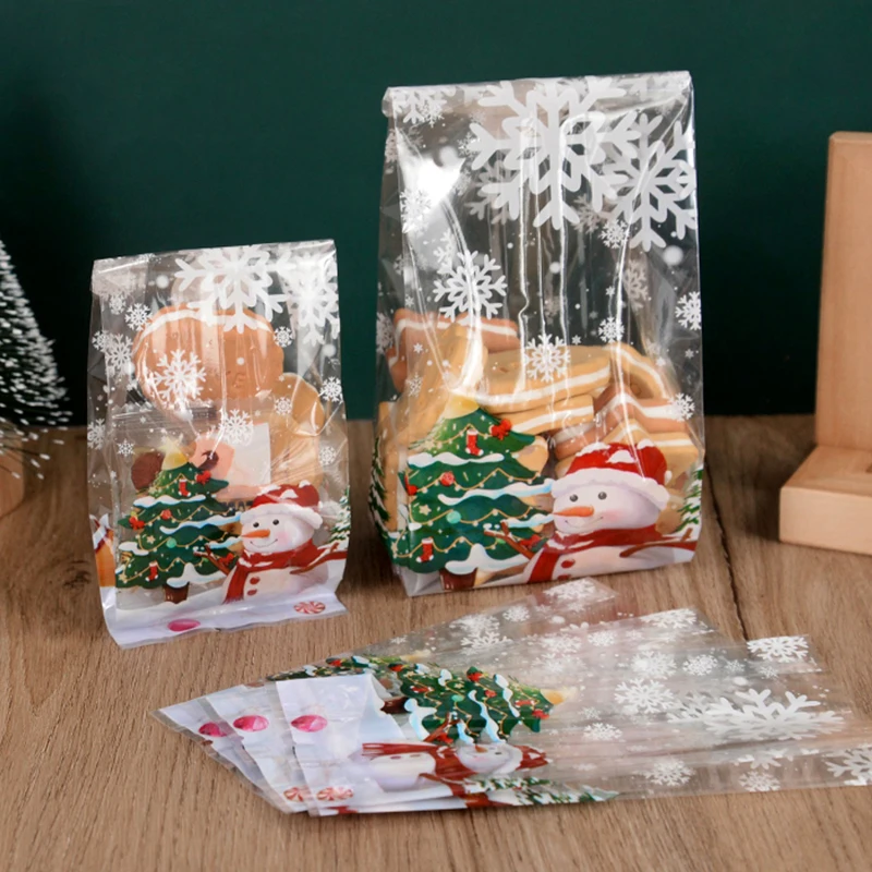 25/50ks Veselé vianočné cukrovinky Santa Claus Snowman Pečenie Cookie Darčeky Balenie vianočné dekorácie pre domáci nový rok darček
