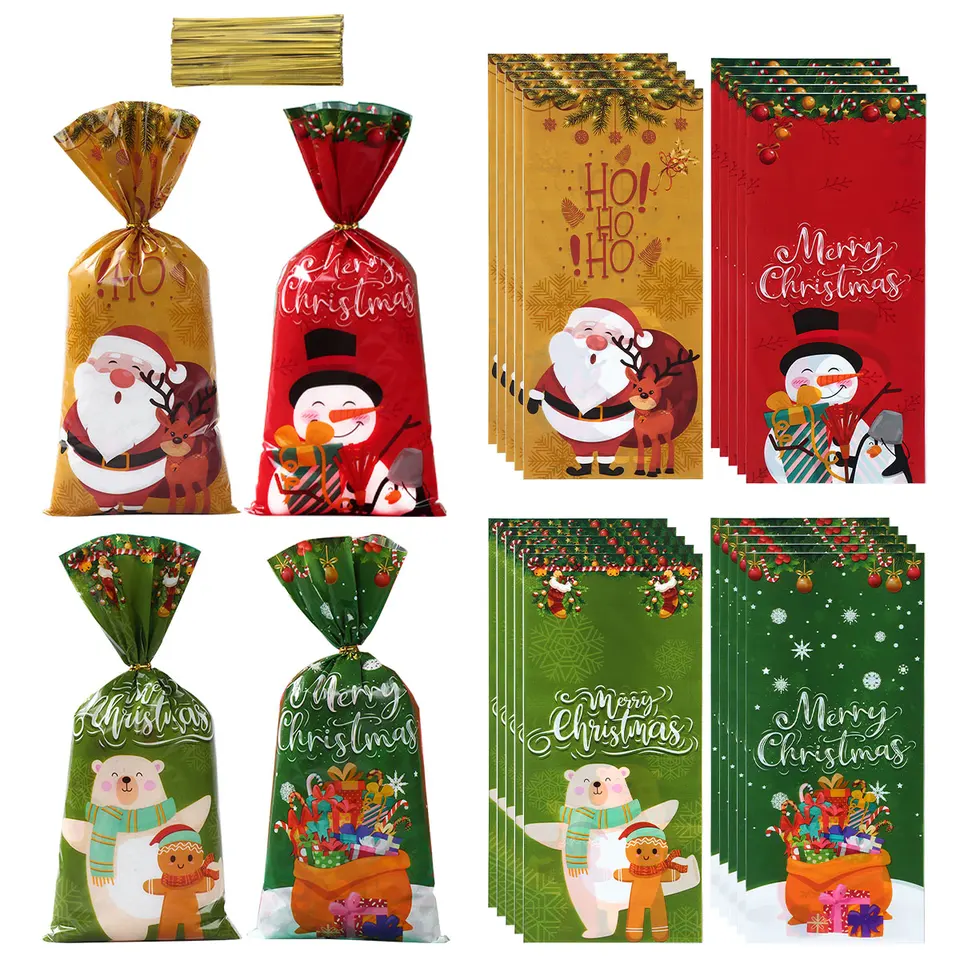25/50ks vianočné cukrovinky vianočné tašky Santa Gift Bag vianočné ozdoby 2023 Navidad vianočné darčekové tašky Cristmas Cookies Balenie