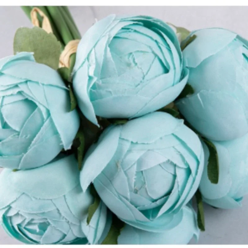 25 cm Candy Color Round Lotus Artificial Flower Kórejský svadobný dom dekorácie rastlina kytica kvetinový aranžmán Materiál