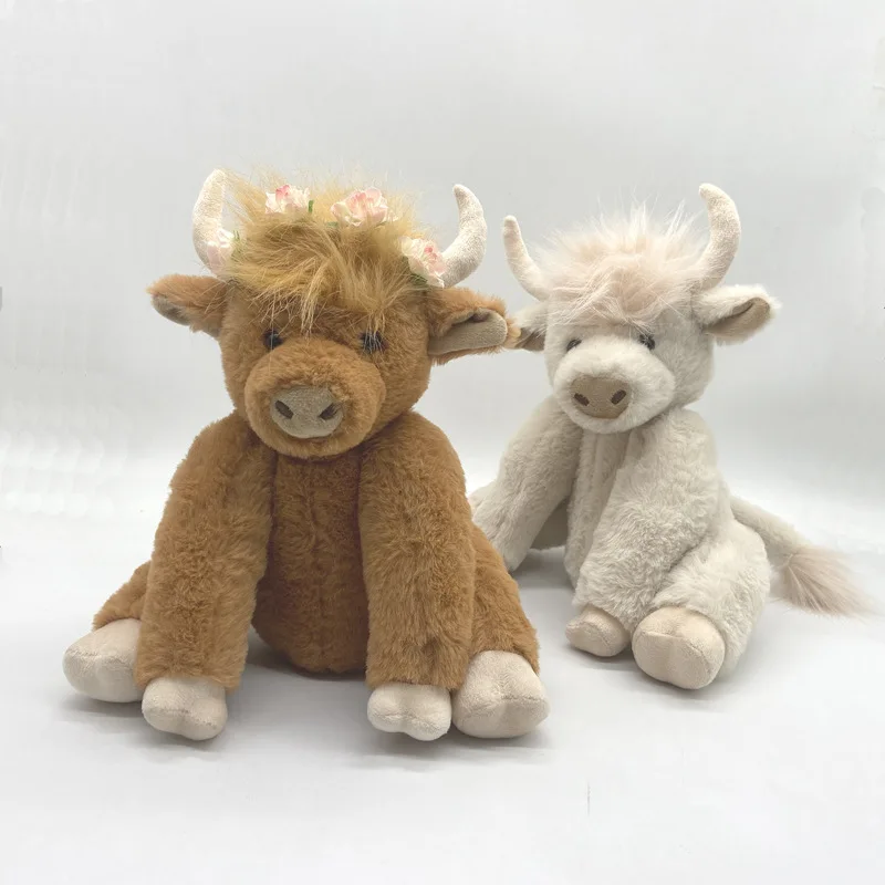25 cm Highland Cow simulovaná škótska vysočina kravských kĺbov pohyblivé roztomilé plyšové bábiky dlhé vlasy yak vianočný darček