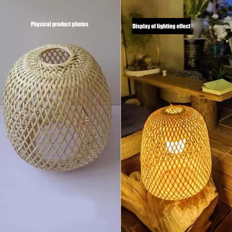 25 cm valcové bambusové tkané vidiecke tkanie prívesku lampa lampa Light Svetlo Svetelné príslušenstvo ručné pletenie juhovýchodnej Ázie
