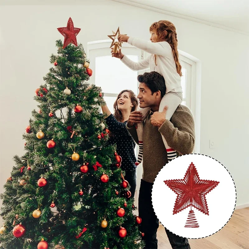 25 cm vianočný stromček Topper Red Glitter Iron Star Vianočná dekorácia pre domáce vianočné ozdoby Navidad Nový rok 2025 Natal Noel