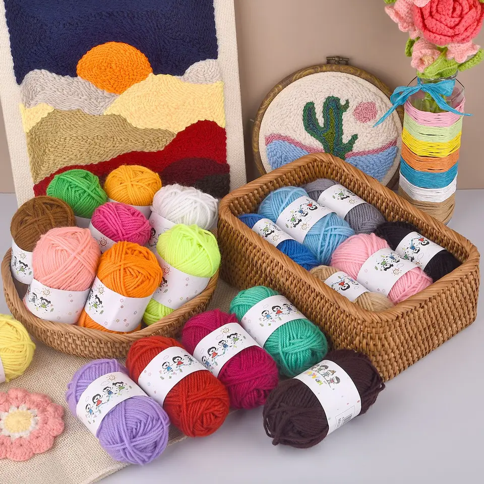 25 gramov vlnená bavlnená priadza na ručné pletenie akrylová vlnená pleťklá priadza háčkovaná šatka klobúk Dolls BAG priadza DIY Weave Link