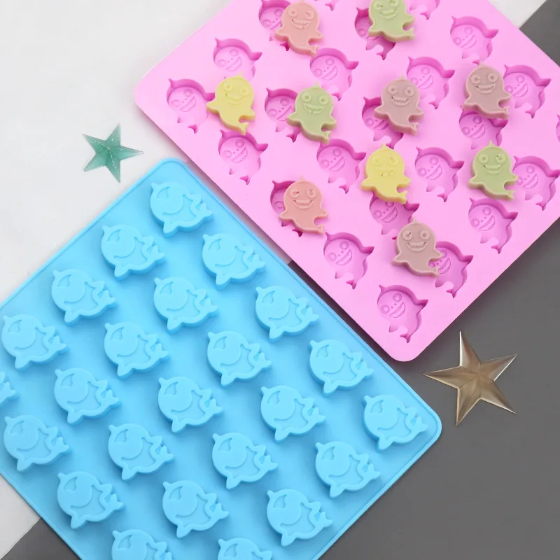 25 jamková roztomilá karikatúra Silikónová forma žraloka čokoládová forma fondant ľadového podnosu ručne vyrobená mydlová forma