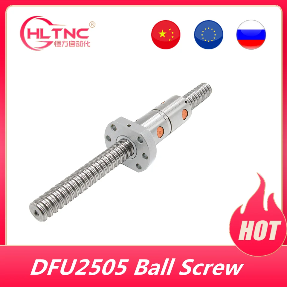 25 mm dfu rm 2505 loptová skrutka L200/300/350/400/500/550/600/650/700/800/900/1 000 mm endmached for BKBF20 + dvojitá matica pre CNC Xzy